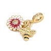 Brass Micro Pave Clear Cubic Zirconia European Dangle Charms KK-N271-36G-2