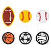 12Pcs 6 Style Sports Ball Theme Computerized Towel Fabric Embroidery Iron on Cloth Patches PATC-FG0001-64-1