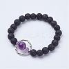 Natural Lava Rock Beads Stretch Bracelets BJEW-JB02838-05-1