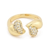 Brass Micro Pave Cubic Zirconia Cuff Rings RJEW-U030-03G-03-2
