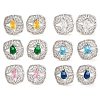 Brass Pave Cubic Zirconia Square Stud Earrings for Women EJEW-I304-27P-1