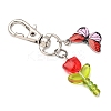 5Pcs Glass Tulip & Alloy Enamel Butterfly Pendant Decorations HJEW-JM04154-5