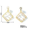 Geometric Hollow Design Brass Pave Clear Cubic Zirconia Stud Earrings SQ8003-2-2