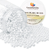 4mm Tiny Satin Luster White Glass Pearl Round Beads for Jewelry Making HY-PH0002-01-B-1