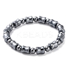 Bamboo Stick & Round Synthetic Terahertz Stone Beaded Stretch Bracelets for Women Men BJEW-F471-01-1