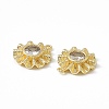 Brass Pave Clear Cubic Zirconia Flat Round Charms KK-K271-26G-3