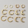 6 Pair 6 Style Teardrop & Round Brass Stud Earrings EJEW-WH0015-61G-1