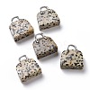 Natural Dalmatian Jasper Brass Pendants KK-E274-01P-015-1