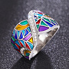 Ethnic Style Brass Micro Pave Cubic Zirconia and Enamel Finger Rings FS-WG810B2-02-2