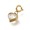 Heart 304 Stainless Steel Rhinestone Pendant Decorations STAS-H202-39G-2