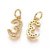 Brass Micro Pave Clear Cubic Zirconia Charms ZIRC-L092-03-G-2