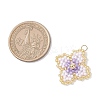 Handmade Glass Seed Beaded Quatrefoil Pattern Pendants PALLOY-MZ00965-02-2