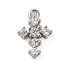 Brass Micro Pave Clear Cubic Zirconia Charms KK-V016-22D-P-1