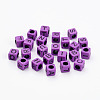 Mixed Letters Opaque Acrylic Cube Beads SACR-S177-04-2
