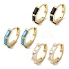 Brass Pave Cubic Zirconia Hoop Earrings EJEW-G471-09G-2