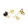 Rack Plating Brass Cubic Zirconia Stud Earrings Findings LS-MAK-I684-10G-02-RS-2