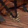 Halloween Gothic Alloy Skull Tassel Black Polyester Flower Lace Choker Necklaces for Women FS-WGBADFE-01-3