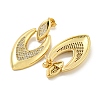 Rack Plating Brass Micro Pave Clear Cubic Zirconia Heart Stud Dangle Earrings for Women EJEW-C095-03G-2