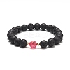 Natural Lava Rock & Dyed Agate Beaded Stretch Bracelets BJEW-JB09178-4