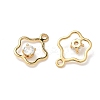 Brass Micro Pave Cubic Zirconia Flower Charms KK-Z136-03G-2