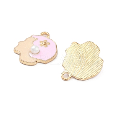 Light Gold Plated Alloy Enamel Pendants ENAM-M219-15KCG-01-1