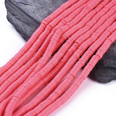 Flat Round Handmade Polymer Clay Beads CLAY-R067-12mm-25-1