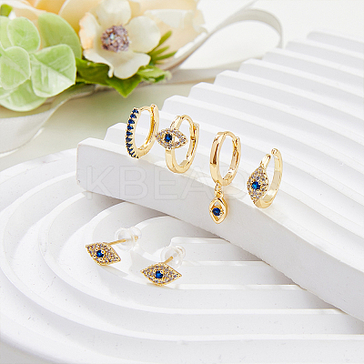 6Pcs 5 Style Horse Eye Brass Dangle Hoop Earrings Set EJEW-FI0001-77-1