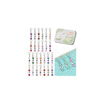 26Pcs 26 Styles Letter A~Z Acrylic Pendant Stitch Markers HJEW-NB00051-1