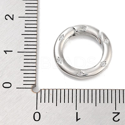 Brass Micro Pave Clear Cubic Zirconia Spring Gate Rings X-KK-M293-54P-1