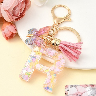 Resin & Acrylic & Faux Suede Tassel Keychain KEYC-YW00124-18-1