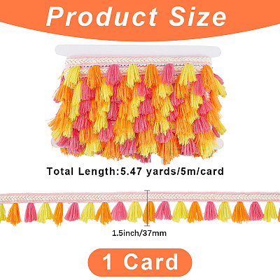 5.47 Yards Ethnic Style Polyester Fringe Lace Trims SRIB-CY0001-32A-1