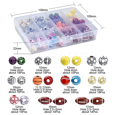 11 Style Sports Theme Acrylic Beads OACR-YW0001-92-1