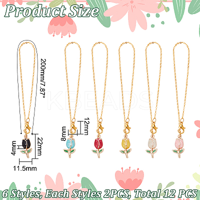 2 Sets Tulip Alloy Enamel Pendants Wine Glass Charms Sets AJEW-HY0001-56-1
