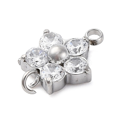 304 Stainless Steel Micro Pave Cubic Zirconia Flower Connector Charms LS-STAS-U042-01P-02-1