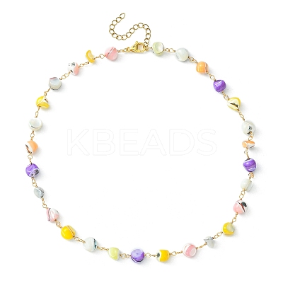 Natural Shell Nugget Beaded Chain Necklaces NJEW-JN04358-1