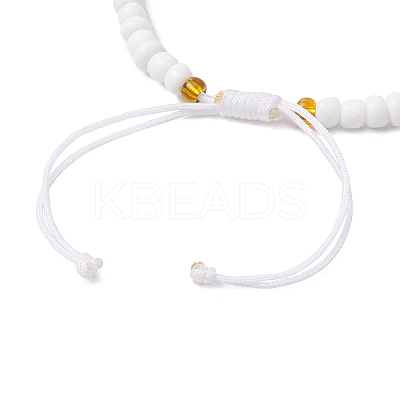 Synthetic Turquoise & Glass Seed Braided Bead Bracelets BJEW-JB11157-02-1