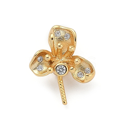 925 Sterling Silver Pave Clear Cubic Zirconia Flower Pendant Bails STER-P068-06G-1