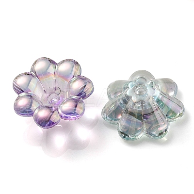 UV Plating Rainbow Iridescent Acrylic Beads OACR-P010-04-1
