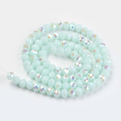 Electroplate Opaque Solid Color Glass Beads Strands X-EGLA-A034-P8mm-L09-1