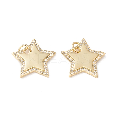 Brass Micro Pave Clear Cubic Zirconia Pendants KK-G415-16G-1
