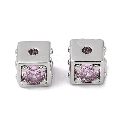Brass Cubic Zirconia Beads KK-Q030-14B-P-1