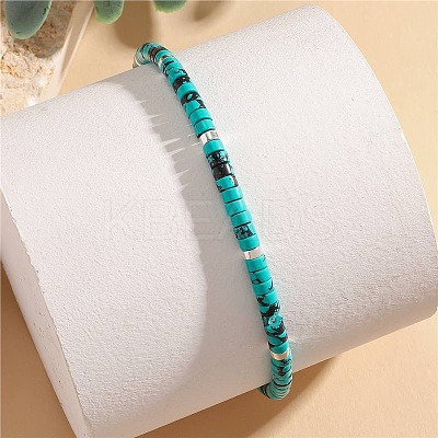Dyed Synthetic Imperial Jasper Heishi Beaded Braided Bracelets SA4116-5-1
