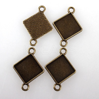 Vintage Tibetan Alloy Rhombus Cabochon Connector Bezel Settings TIBE-M016-03AB-NF-1