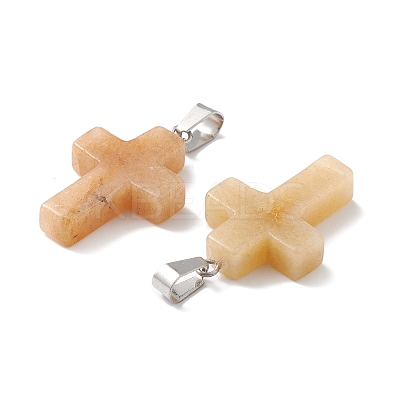 Natural Yellow Aventurine Pendants G-PW0006-02P-15-1