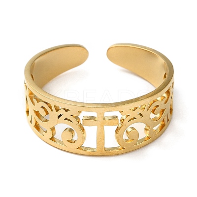 304 Stainless Steel Open Cuff Ring LS-RJEW-C063-01G-1