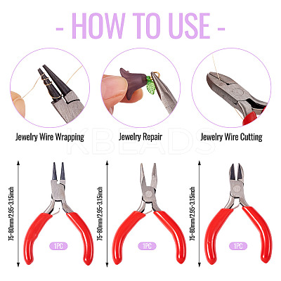 3Pcs 3 Styles Carbon Steel Mini Pliers Sets PT-TA0001-12-1