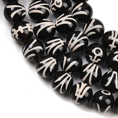 Tibetan Style dZi Beads Strands G-G328-A07-10mm-1