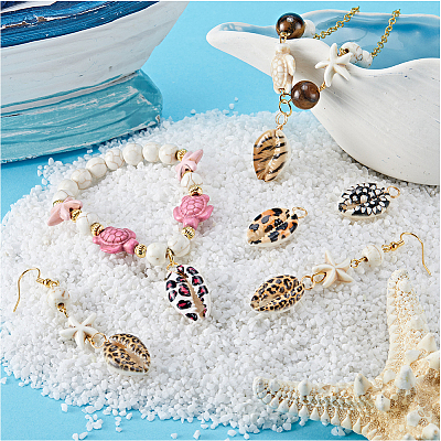50Pcs Printed Natural Cowire Shell Pendants SHEL-BBC0001-10-1