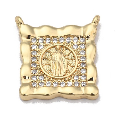 Brass Micro Pave Clear Cubic Zirconia Pendant Link LS-ZIRC-A013-36G-1