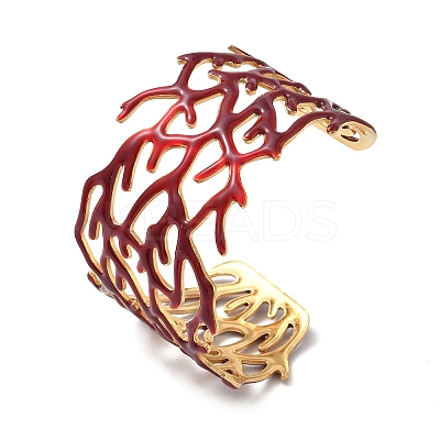 304 Stainless Steel Enamel Cuff Bangles for Women BJEW-F518-03D-G-1